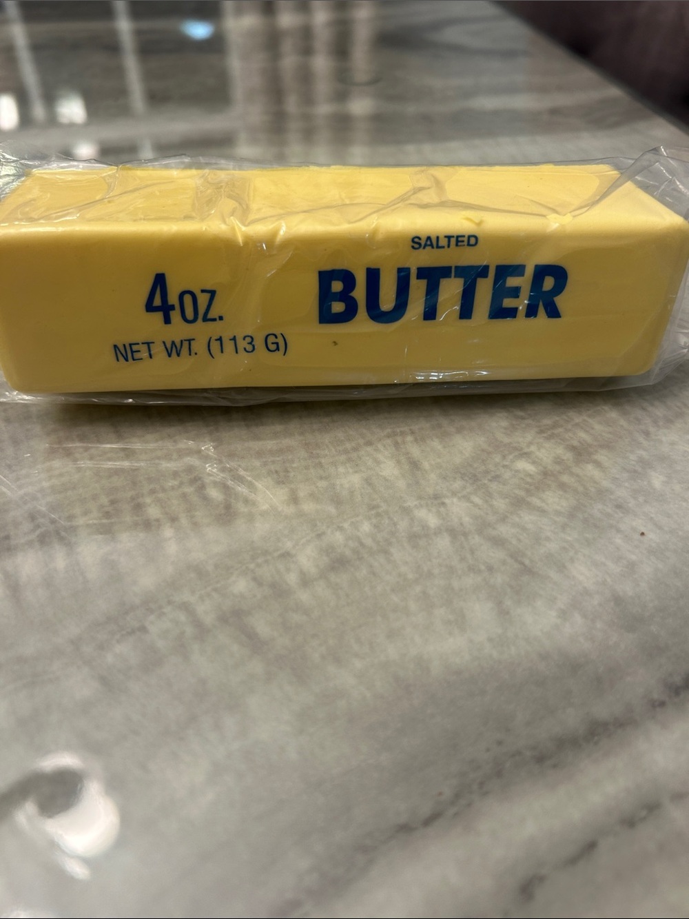 Salted Butter Stick - Blue Text on Yellow